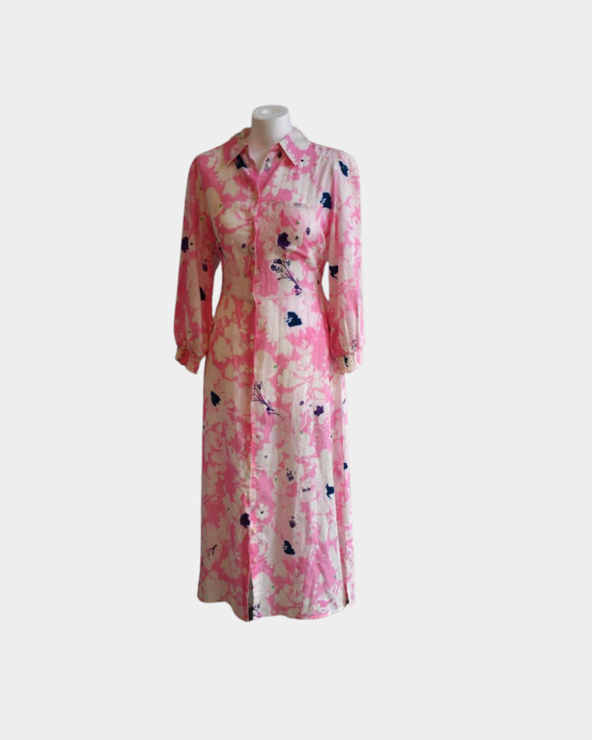 pre owned POM Pink Bow Lilies Midi Dress