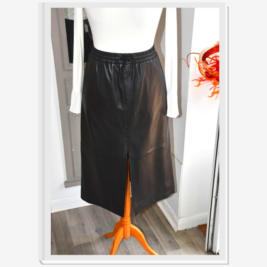 preloved Hush mali black Leather Skirt