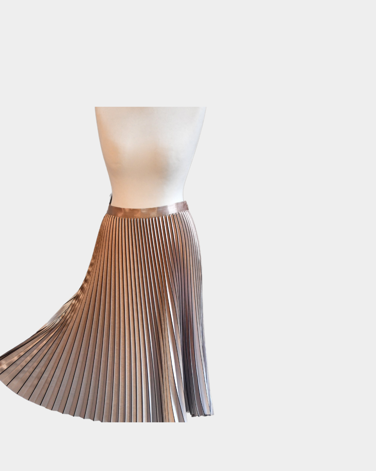pre owned Reiss Gold Metallic Pleated Midi Skirt