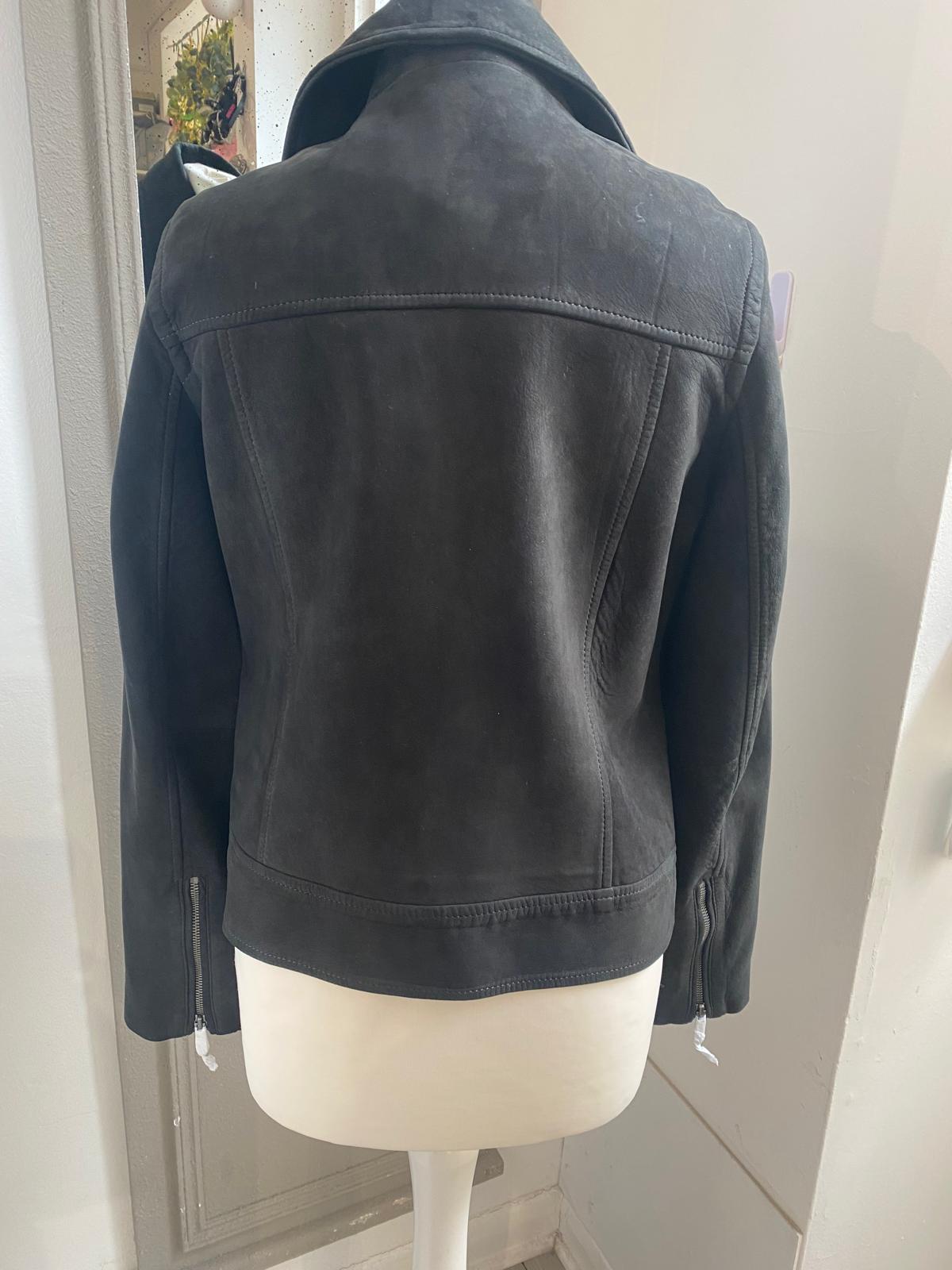 back of preowned usused John Lewis Classic Black  Leather Jacket 
