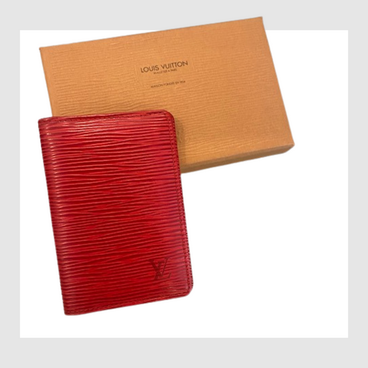 Pre owned Louis Vuitton Red Epi Card Holder