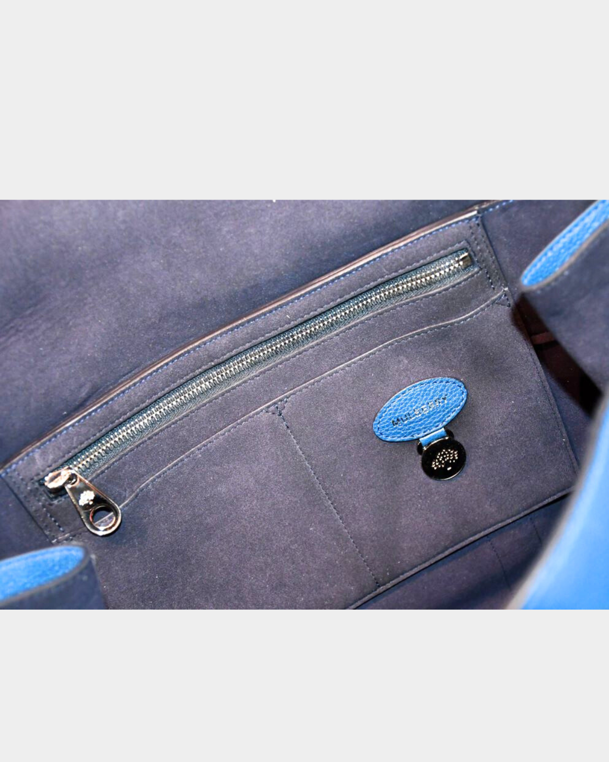 mulberry tree fob of preloved Mulberry Bayswater Blue Leather Bag
