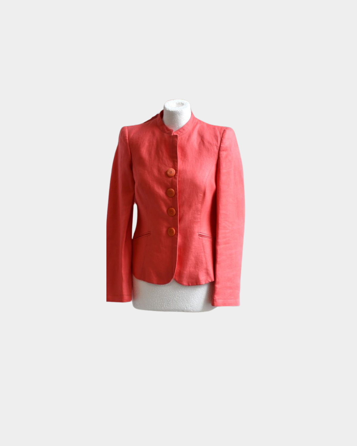 pre owned Armani Pink Linen Fitted Scalloped Jacket