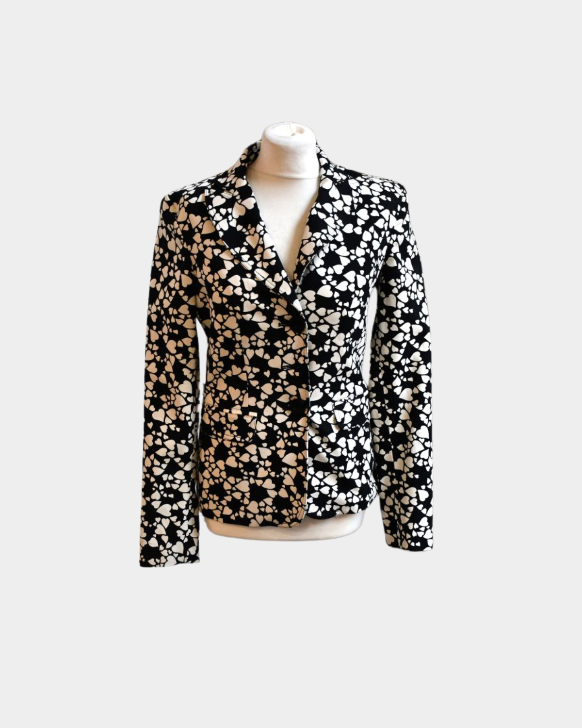 preloved Moschino Black and White Hearts Blazer Jacket