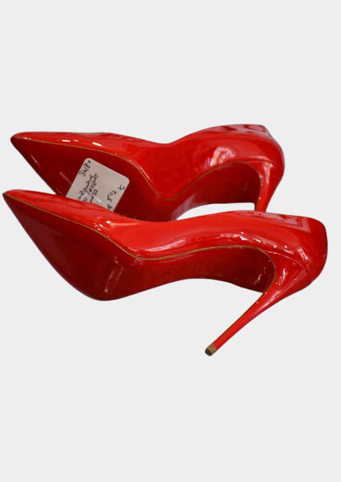 Louboutin Pigalle Follies 100 Patent Pavot Shoes UNWORN (5.5)