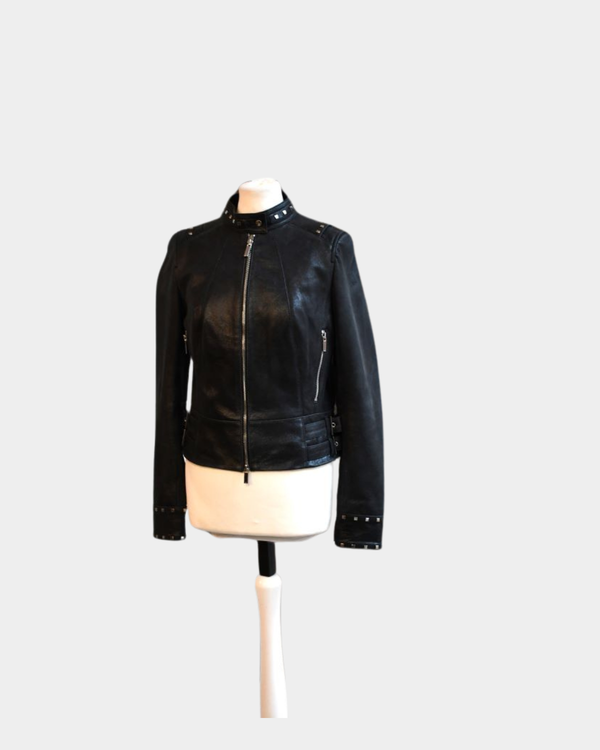 preloved Karen Millen Dark Grey Leather Stud Jacket