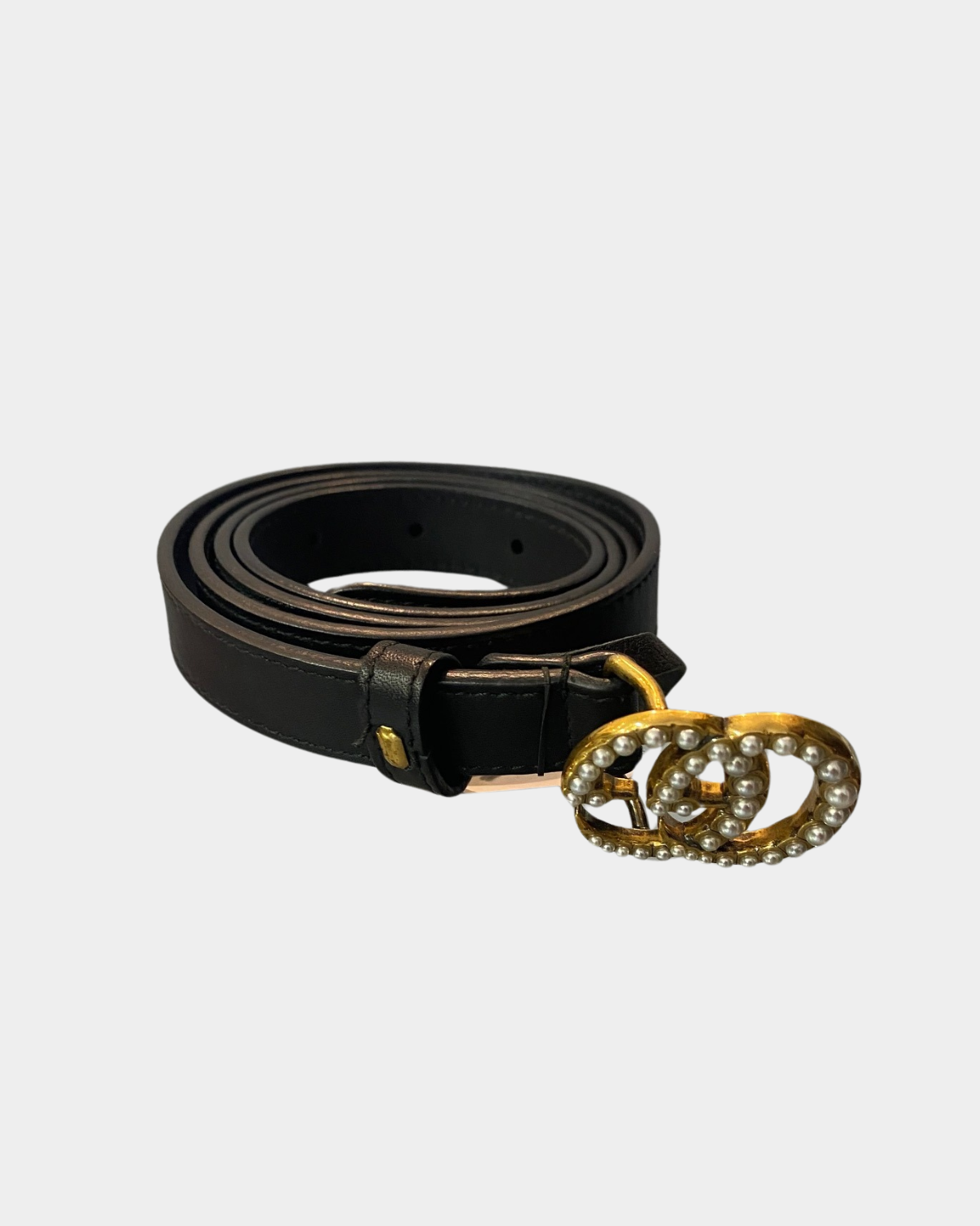 Gucci Leather GG Pearl Belt