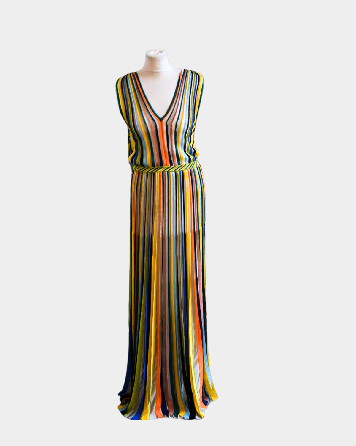 Pre owned Missoni Striped Sleeveless Multicolour Maxi Dress