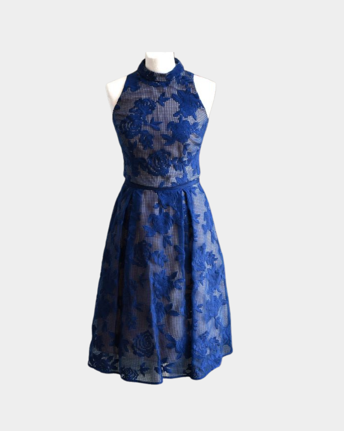 preowned Coast Trellis Embroidered Blue Two Piece Skirt & Top