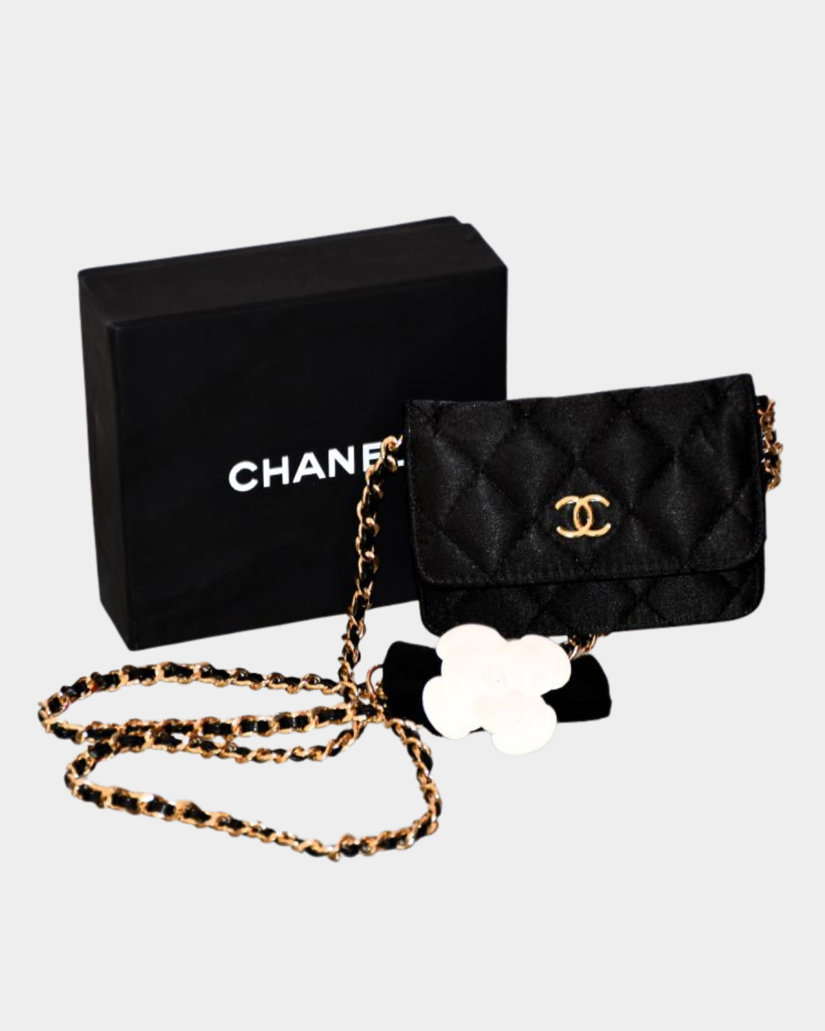 Pre owned Chanel VIP Leather & Satin Mini Shoulder Bag with box