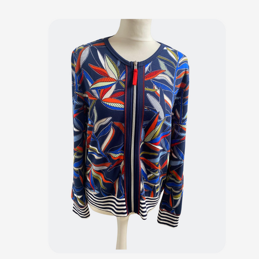 Betty Barclay Palm Print Jersey Blue Jacket