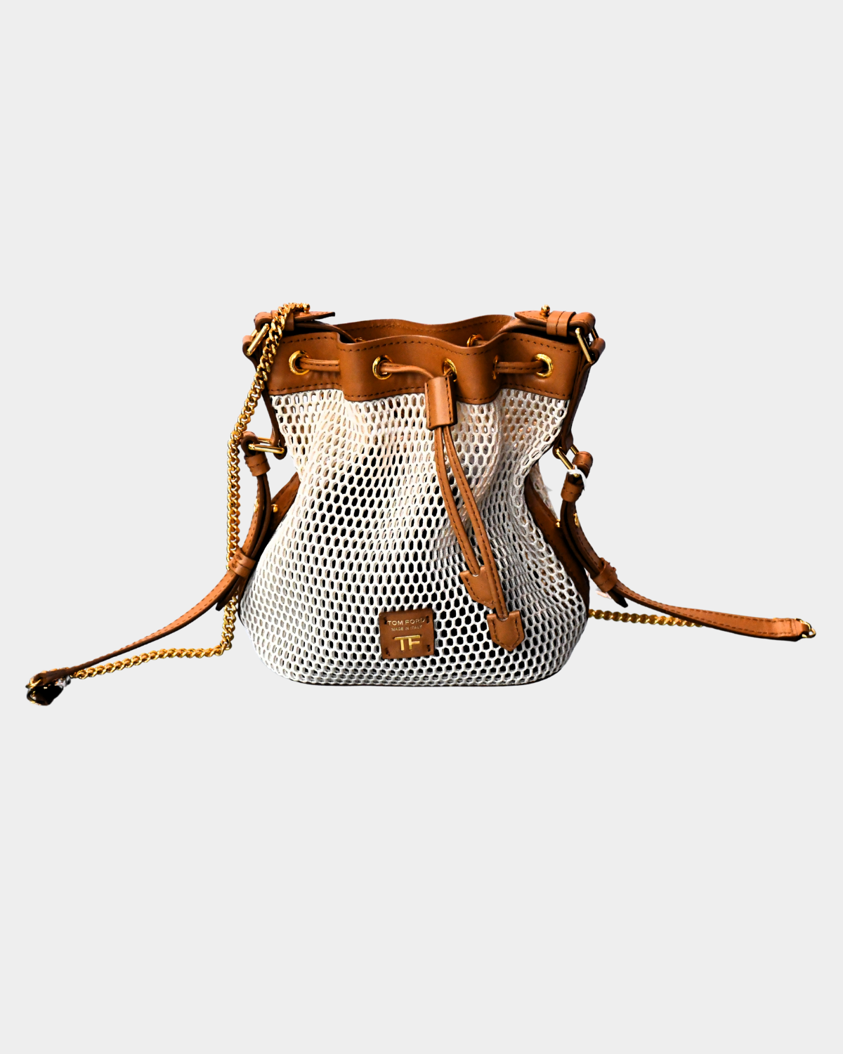 Pre owned Tom Ford Disco Champagne Mesh Small Bucket Bag