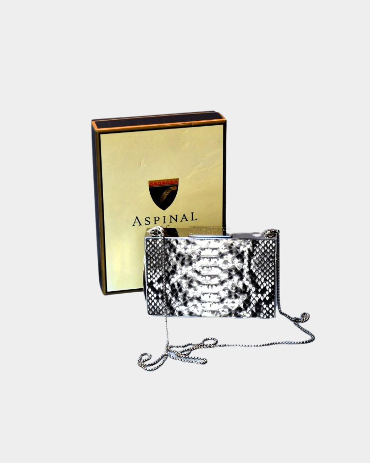 Pre owned Aspinal Python Snakeskin Skin Box Clutch with box