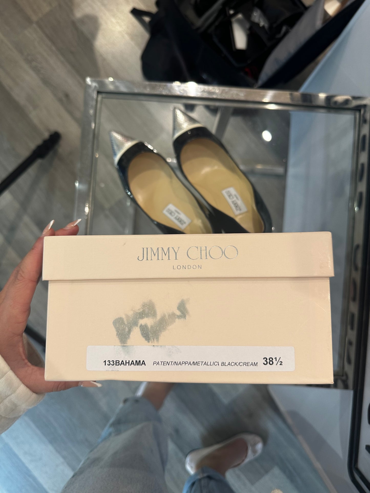 Jimmy Choo Patent Leather and Snakeskin Embossed Bahama Shoes (5.5)