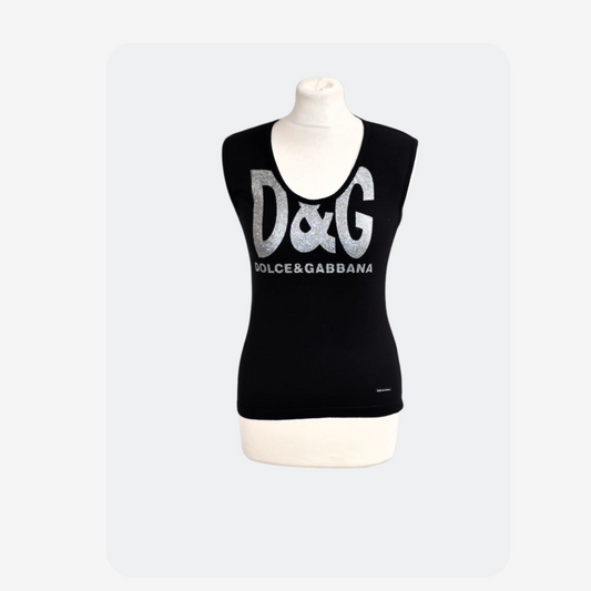 Dolce & Gabbana Sleeveless Black T Shirt