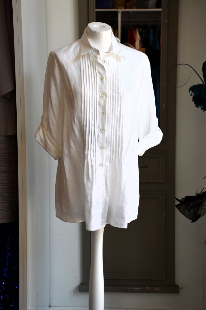 preloved B.M. Company Masters of Linen White lined Long sleeved Shirt