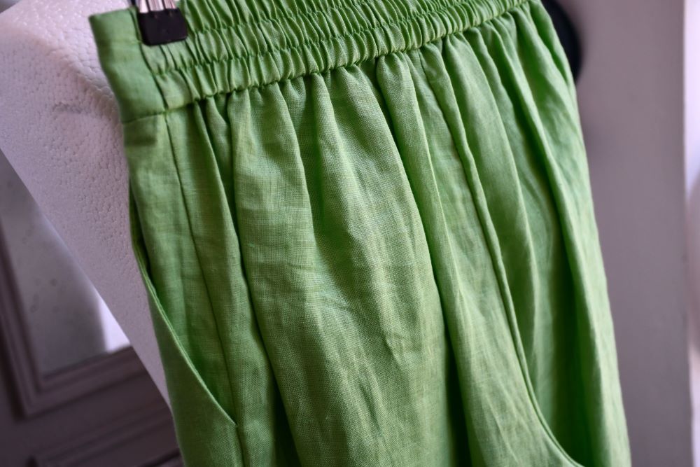 Mint Velvet Apple Green Linen Wide Leg Trousers (8)