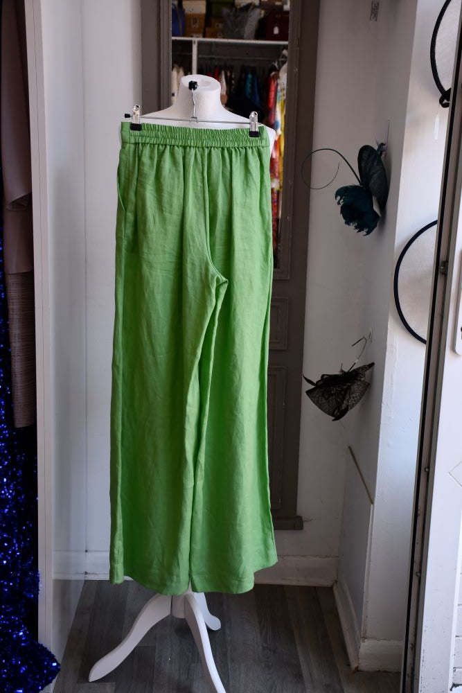 Mint Velvet Apple Green Linen Wide Leg Trousers (8)