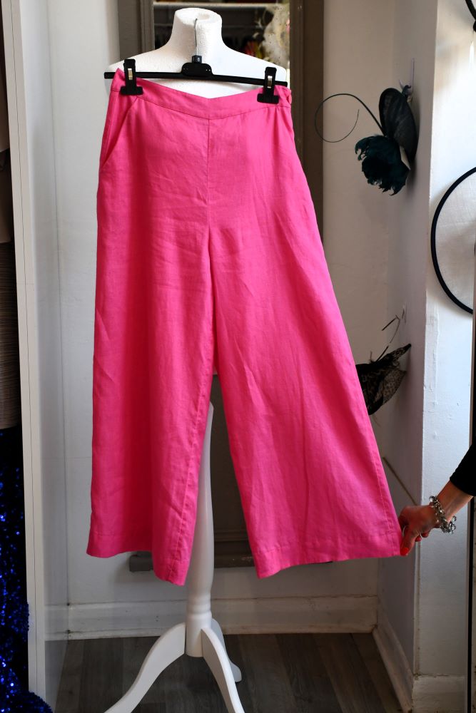 preloved Mint Velvet summer Pink Wide Leg Linen Trousers