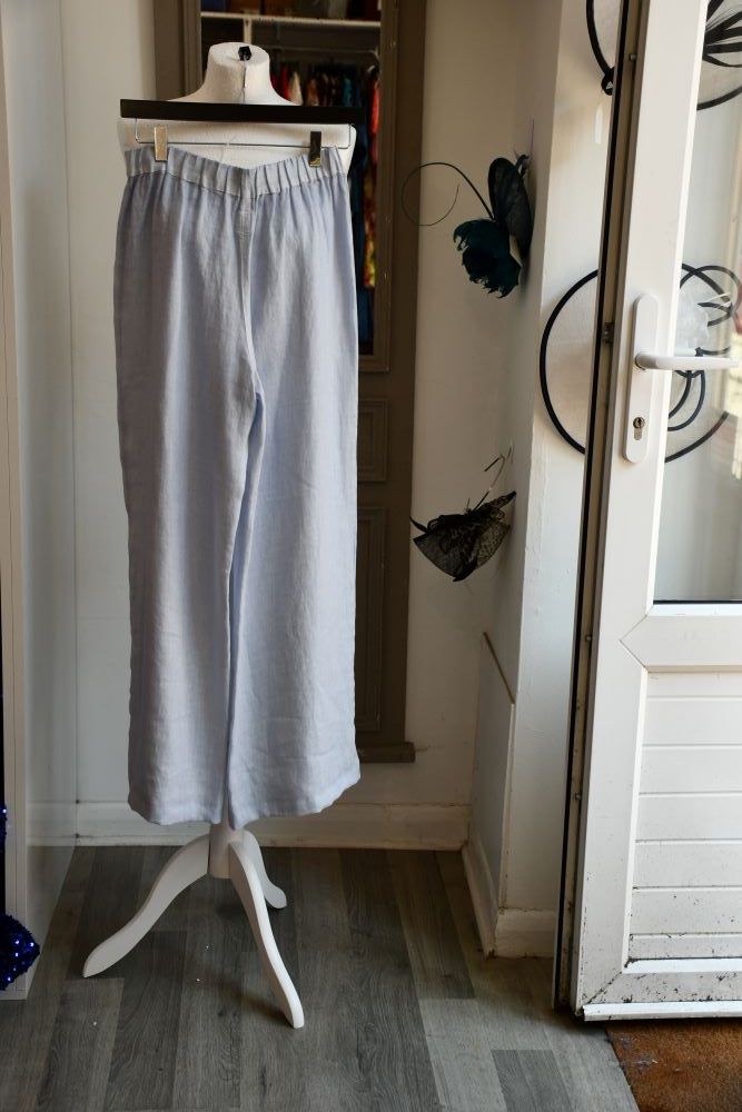 120% Lino Pale Blue Linen Wide Leg Trousers (8)