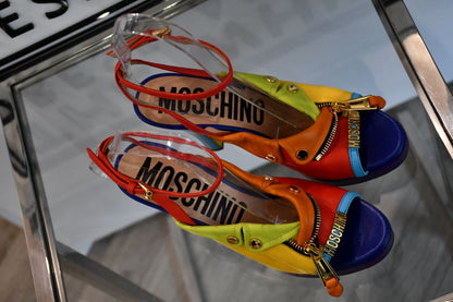 Moschino Colour Block Biker Jacket Sandals. Size 41
