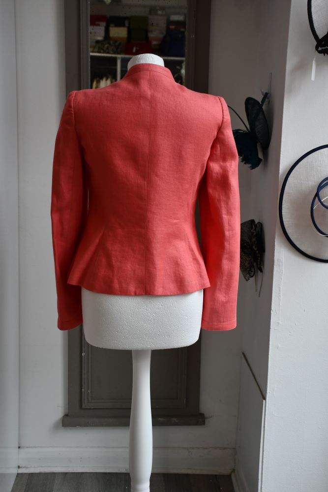 Armani Pink Linen Fitted Scalloped Jacket (40)