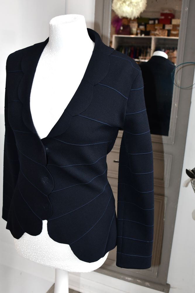 pre owned Armani Navy Blazer with contrasting light blue stripe