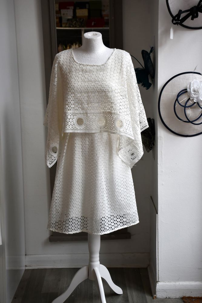 Joy Couture White Tiered Eyelet Dress (M)