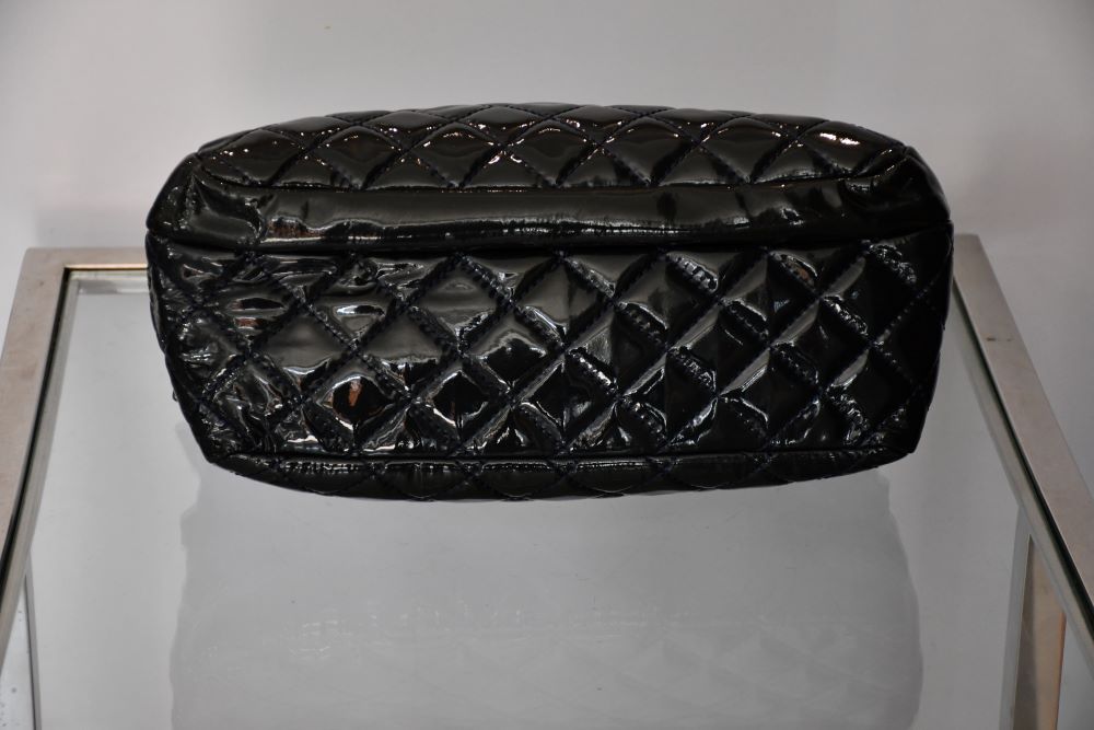 Chanel Mademoiselle Navy Blue Patent Leather Bag