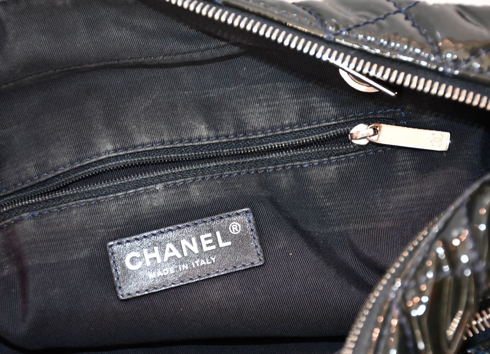 Chanel Mademoiselle Navy Blue Patent Leather Bag