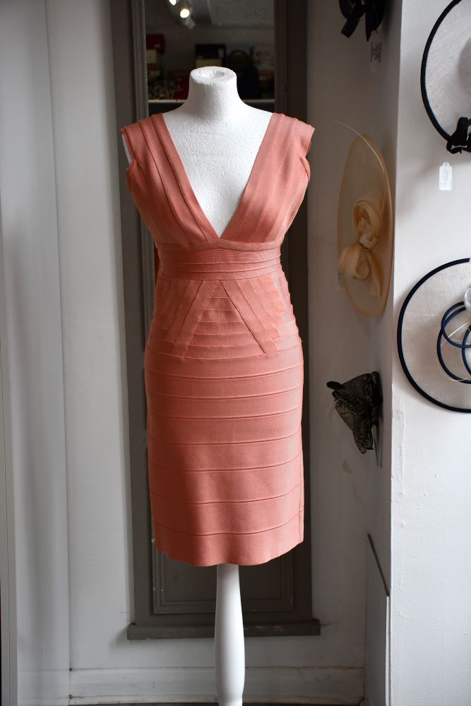preloved Herve Leger Peach Blush Bodycon sleeveless bandage Dress