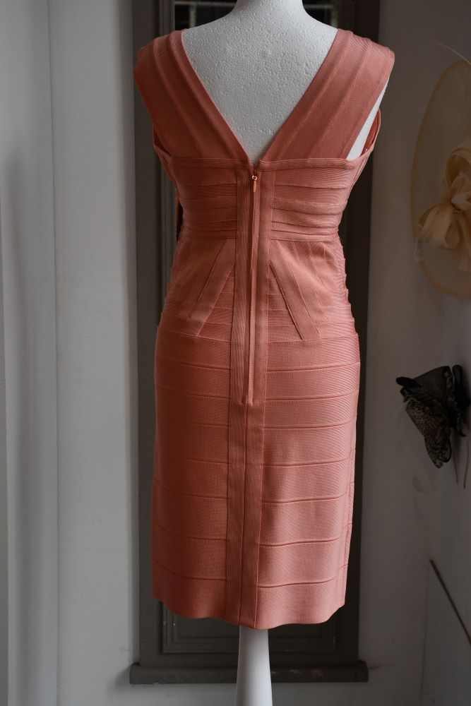 Herve Leger Peach Blush Bodycon Dress (L)