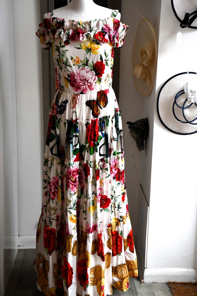 preloved Dolce and Gabbana Fit and Flare Cotton branded Maxi Dress