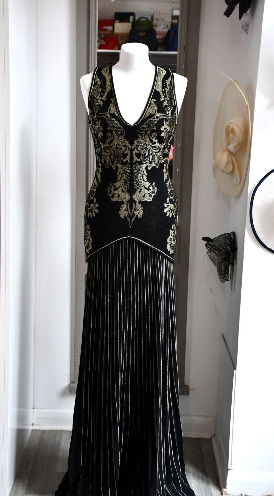 preloved Roberto Cavalli Gold Threaded Black Long gatsby style cocktail dress