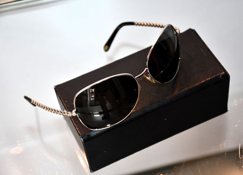 preowned Tiffany Blue Black Lens Butterfly Sunglasses