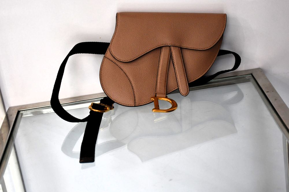 pre owned Christian Dior Blush Saddle Leather Bag