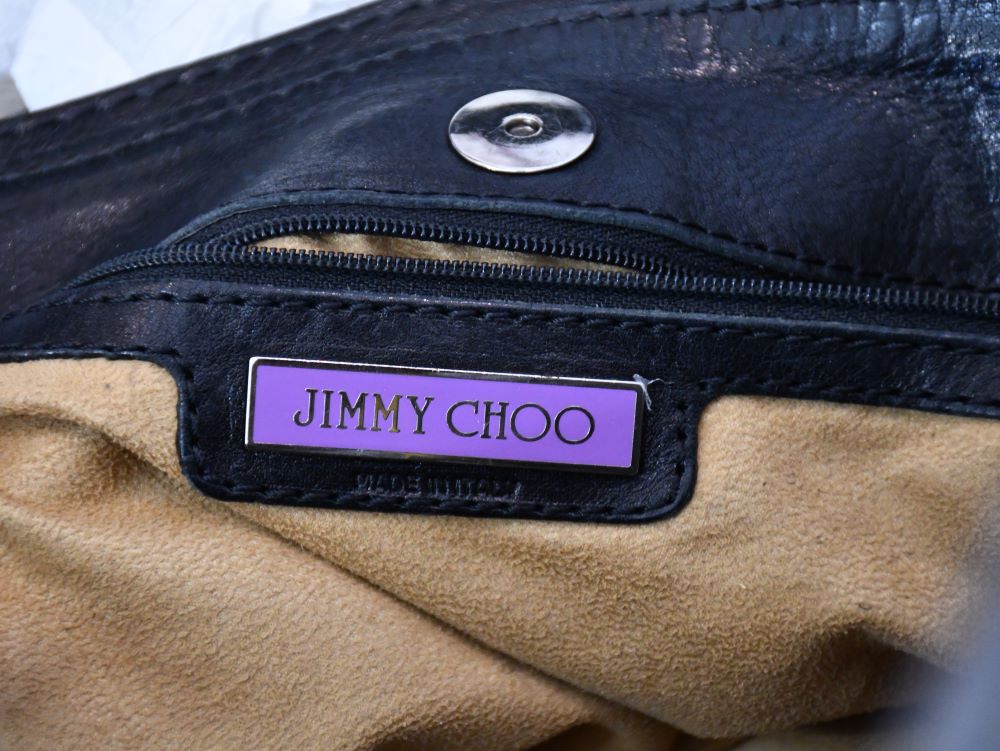 Jimmy Choo Black Leather Maddy Bag