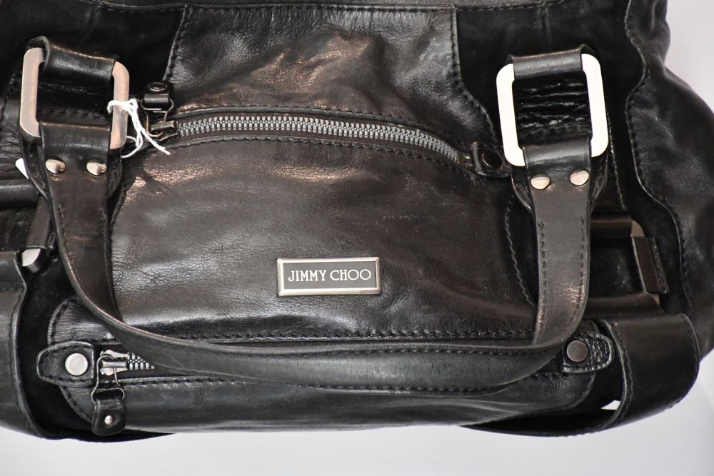 Jimmy Choo Black Leather Maddy Bag