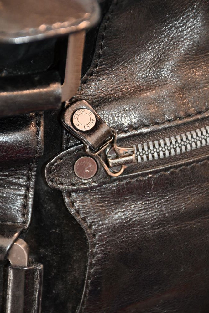 Jimmy Choo Black Leather Maddy Bag