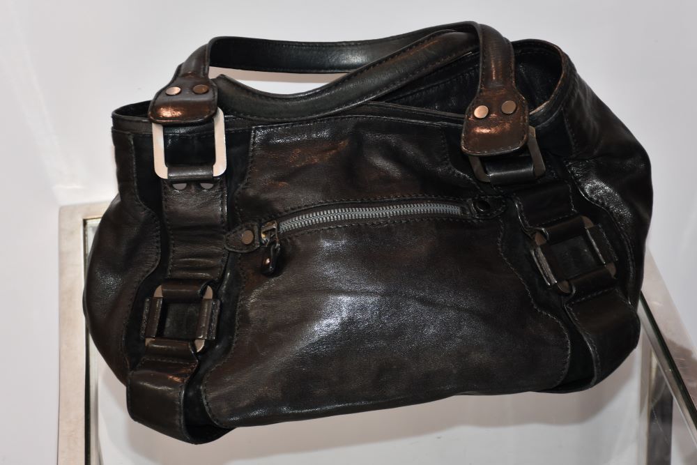 Jimmy Choo Black Leather Maddy Bag