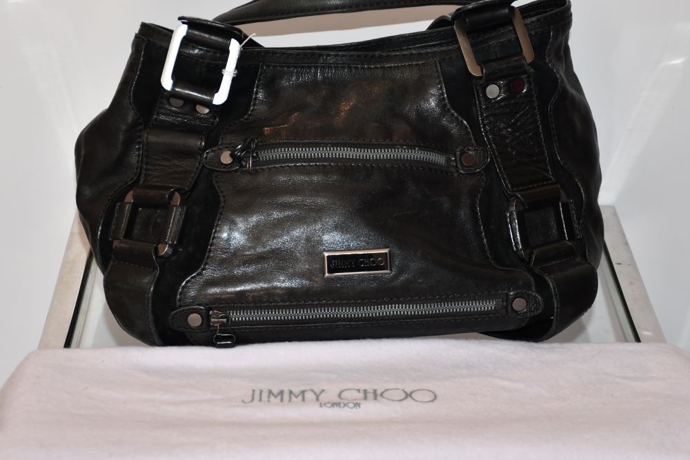 preowned Jimmy Choo Black Leather Maddy Bag with dustbag