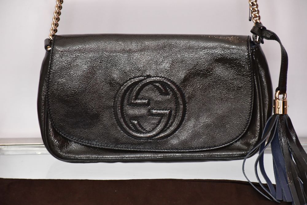 Gucci Soho Long Flap Leather Chain Crossbody Bag