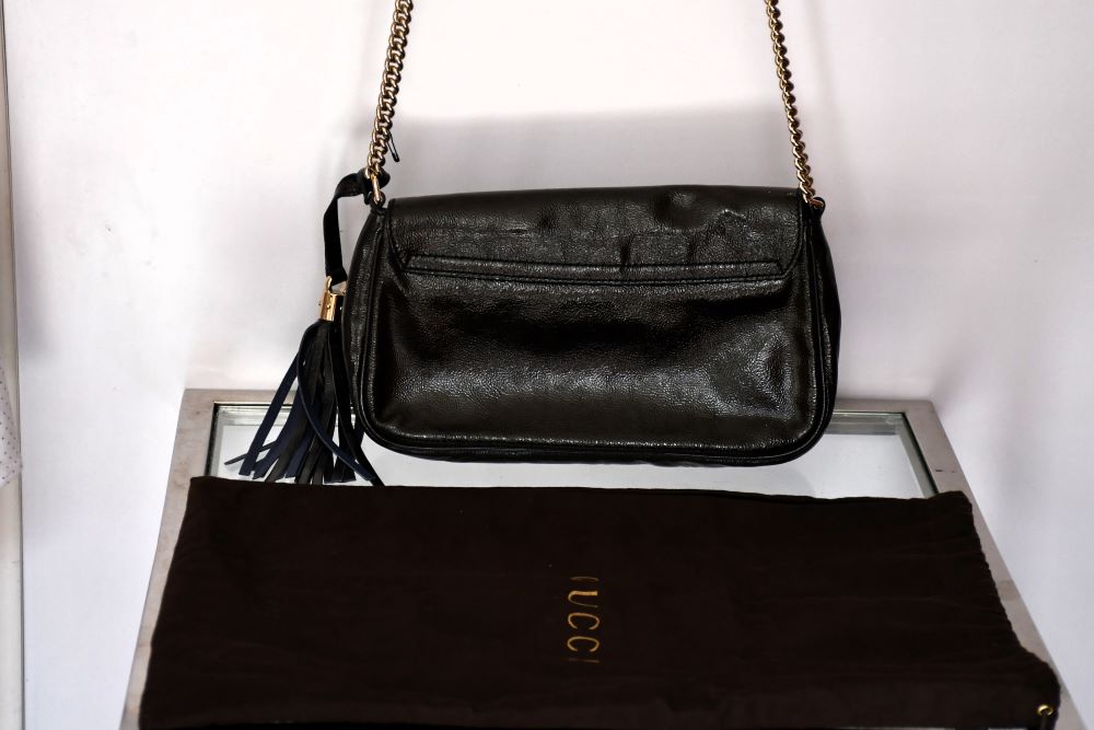 Gucci Soho Long Flap Leather Chain Crossbody Bag