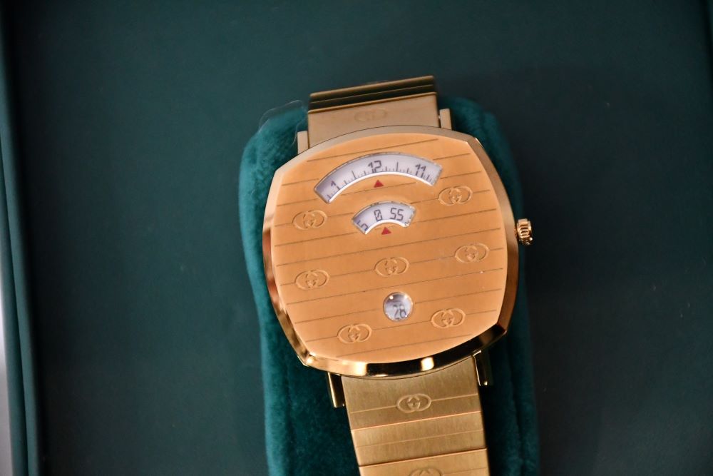 Gucci GG Gold Stainless Steel Swiss Grip Bracelet Watch