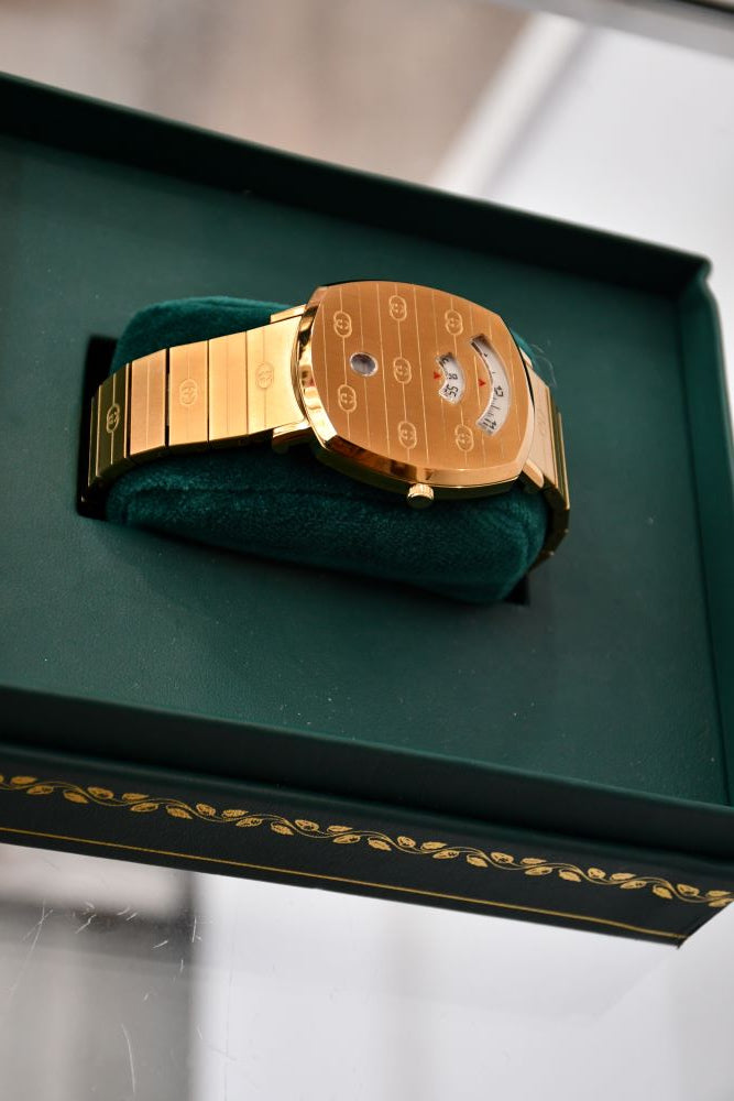 Gucci GG Gold Stainless Steel Swiss Grip Bracelet Watch