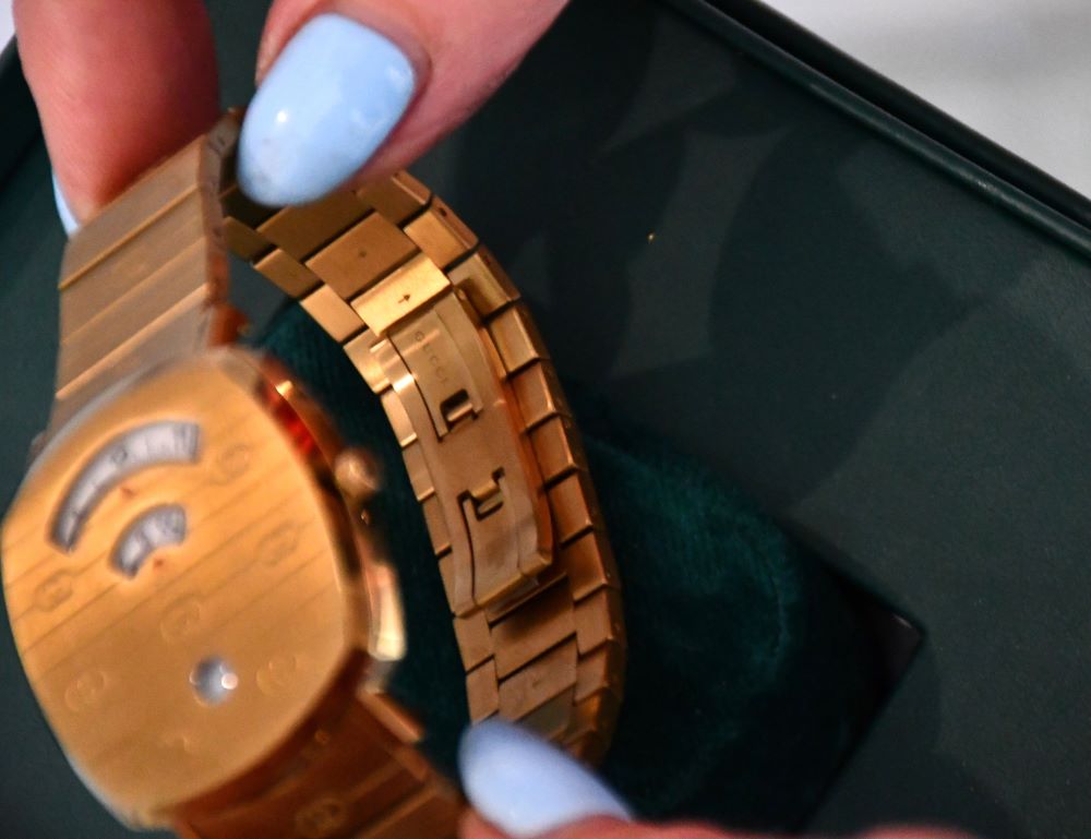 Gucci GG Gold Stainless Steel Swiss Grip Bracelet Watch