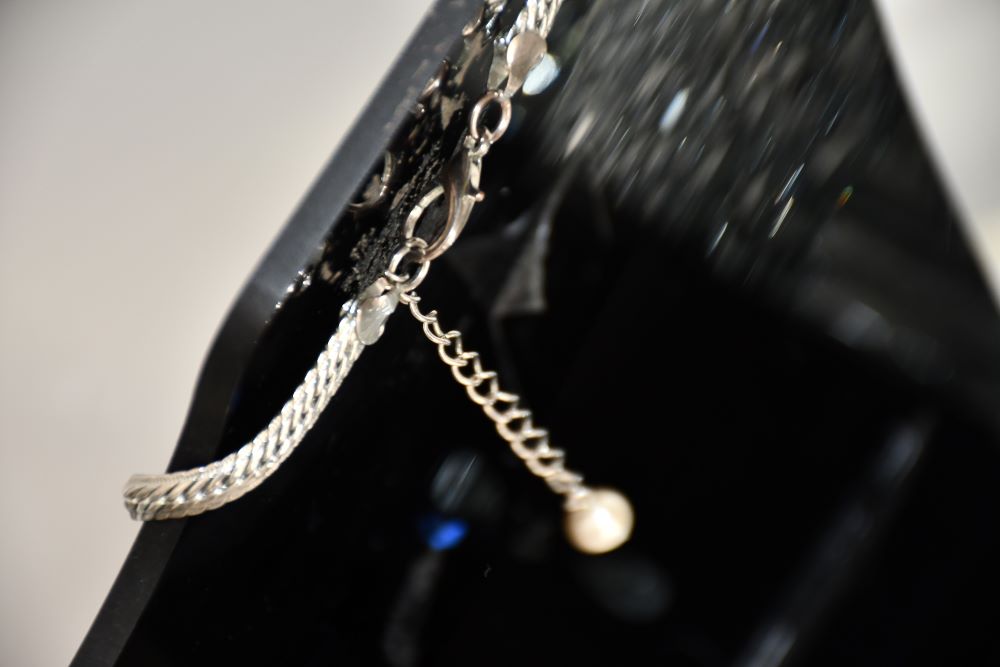 Reworked Chanel CC Silver Button Pendant Necklace