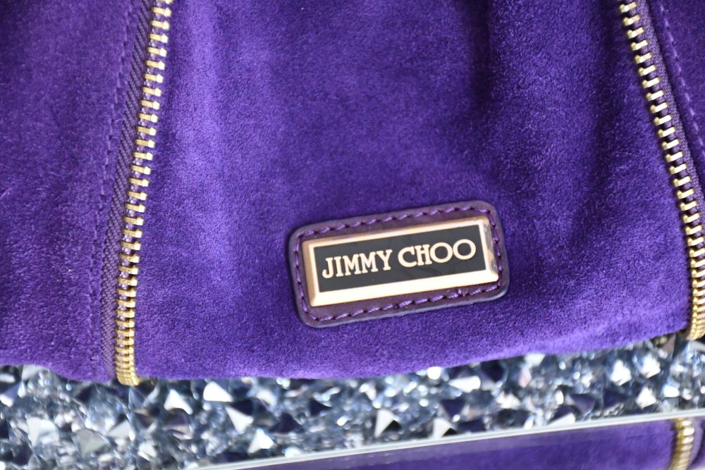 Jimmy Choo Purple Large Hobo Leather and Suede Bag