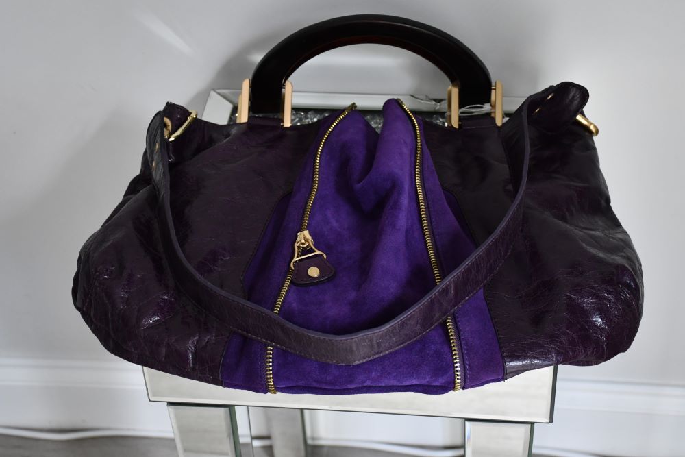 Jimmy Choo Purple Large Hobo Leather and Suede Bag