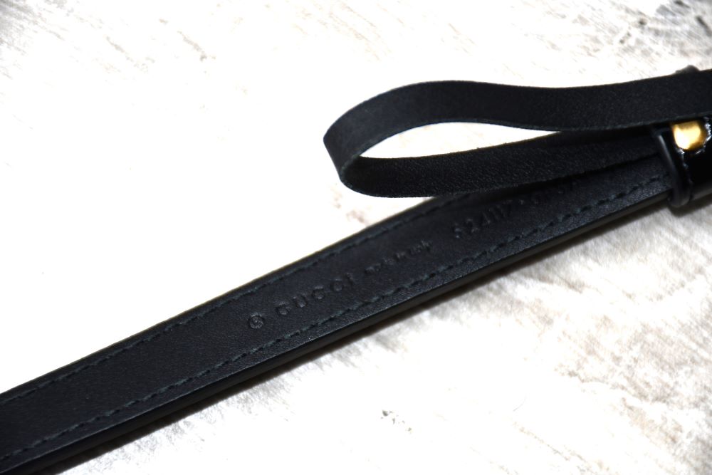 Gucci GG Patent Leather Skinny Belt